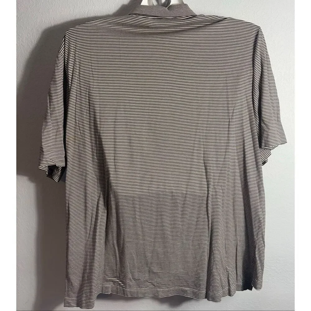 Polo Golf Ralph Lauren Brown Stripped Polo Size 2XL XXL Golf Shirt Brown Pony